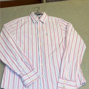 Y2K Abercrombie & Fitch Men's Pink and Blue Striped Shirt XXL